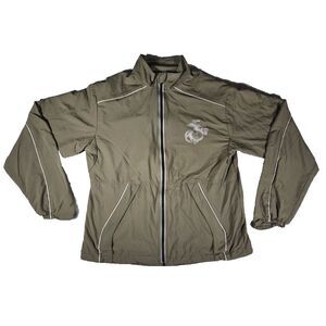 USMC Genuine Marines Full Zip Running Jacket Mens Sz Small Green New Balance USA